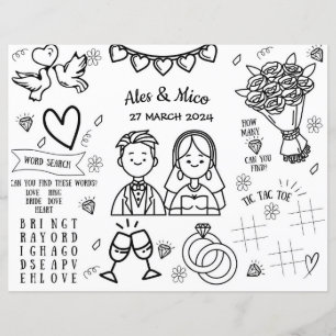 Wedding Coloring Placemat Coloring Page for Kids