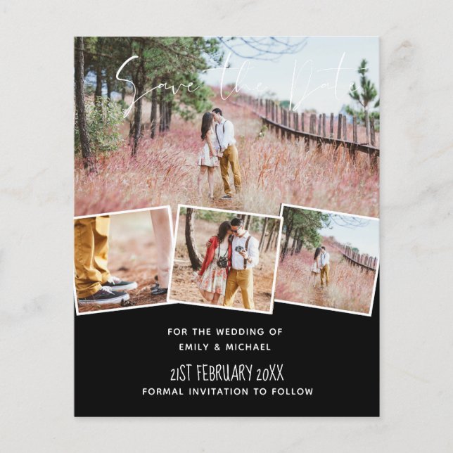 Wedding Colors BLACK and RED BUDGET Save Dates (Front)