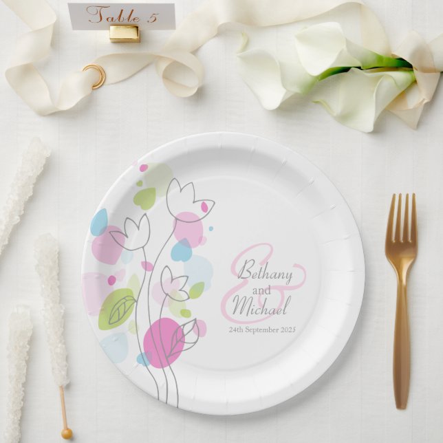 Wedding confetti flower petals custom paper plate (Wedding)