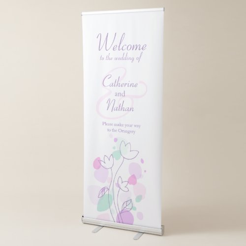 Wedding confetti pink green purple welcome banner