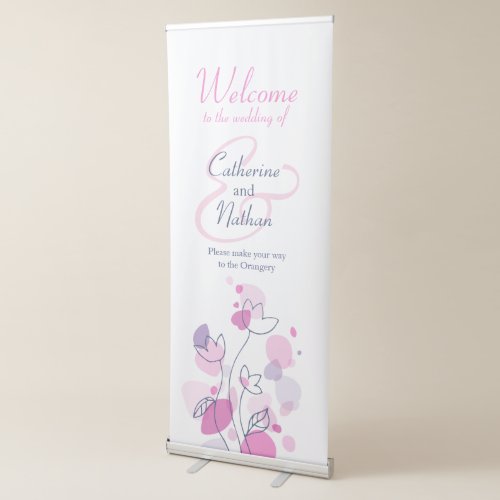 Wedding confetti pink purple welcome banner
