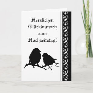Wedding Congratulations Bird Silhouette German Card