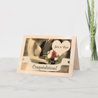 Wedding Congratulations Bride and Groom Sepia Card