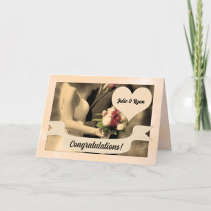 Wedding Congratulations Bride and Groom Sepia Card