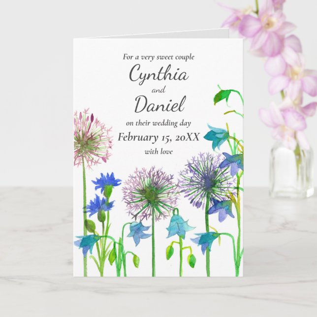 Wedding Congratulations Bride Groom Personalized Card (Orchid)
