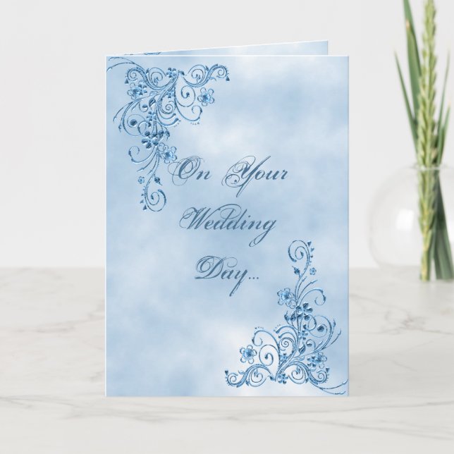 Wedding Congratulations Card: Sky Blue Elegance Card (Front)