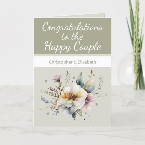 Wedding Congratulations couple floral green Card