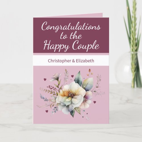 Wedding Congratulations couple floral pink Card