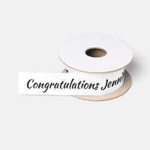 Wedding Congratulations Couple Names Black White Satin Ribbon