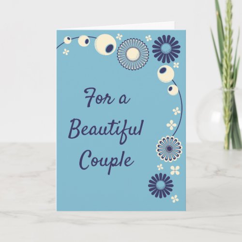 Wedding Congratulations Custom Message Blue Flower Card