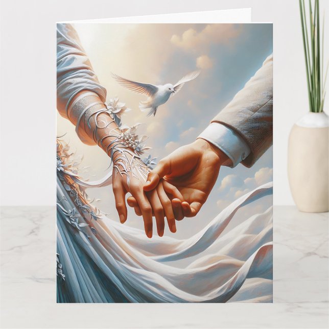 WEDDING CONGRATULATIONS DOVE HOLDING HANDS CARD (Front)