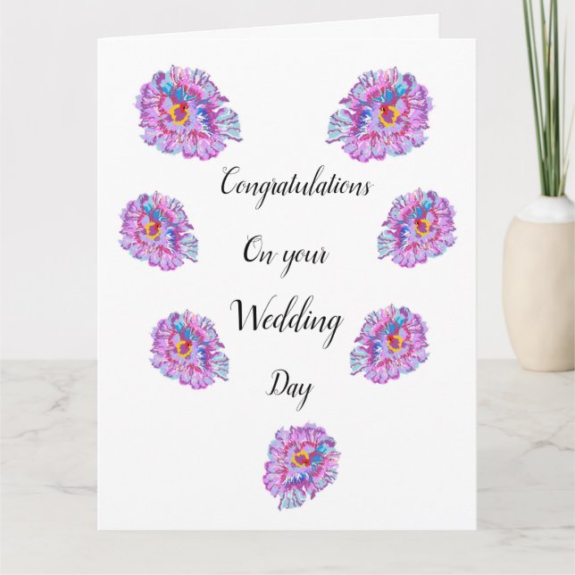 Wedding Congratulations. Giant Hibiscus Flower Car Card (Front)