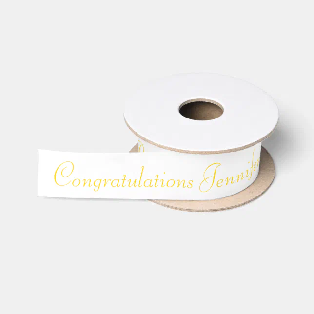 Wedding Congratulations Gold Name Personalized Satin Ribbon | Zazzle