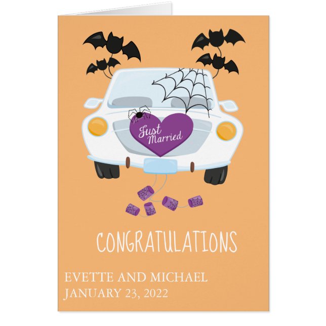  Wedding Congratulations Halloween Car  Cards (Front)