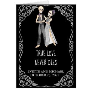 Wedding Congratulations Halloween Skeleton Couple Cards