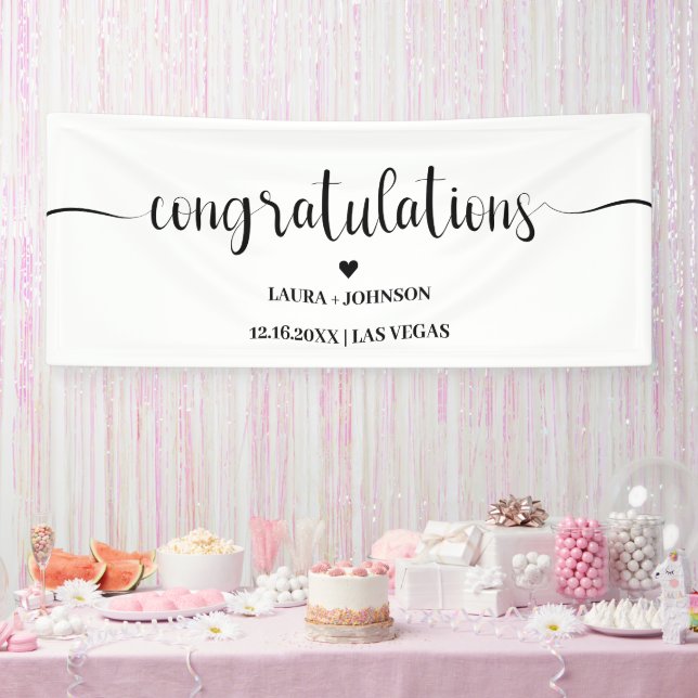 Wedding Congratulations Handwriting Typography  Banner (Party)