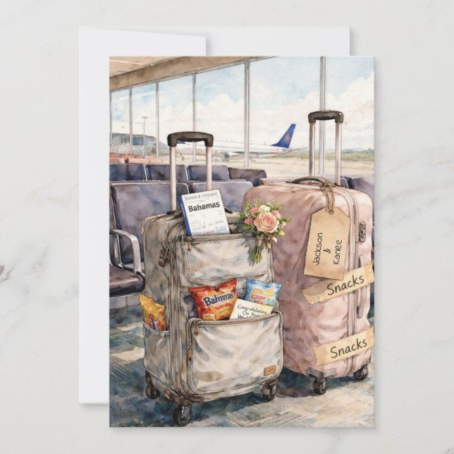 Wedding Congratulations Honeymoon Trip Snacks Card (Front)