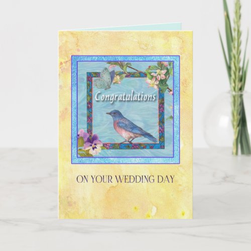 wedding congratulations illustrated bluebird card