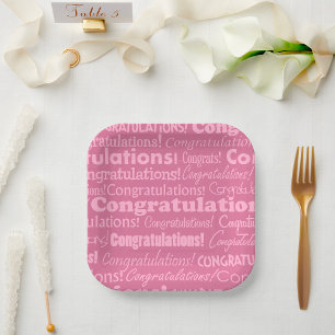 Wedding Congratulations In Pink Paper Plates