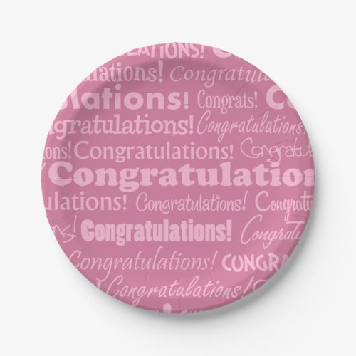 Wedding Congratulations In Pink Paper Plates