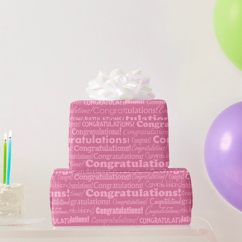 Wedding Congratulations In Pink Wrapping Paper