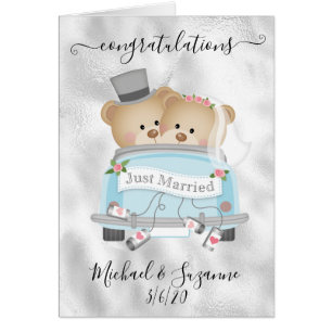 Wedding Congratulations Just Married Bears Cards