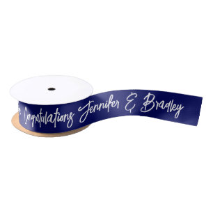Wedding Congratulations Script Personalized Name Satin Ribbon