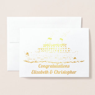 Wedding Congratulations Smooth Sailing Cruise Ship Foil Card