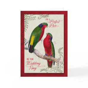 Wedding Congratulations Vintage Lorikeet Parrots Card