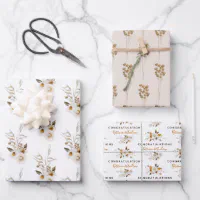 Boho Wedding Sage Watercolor Floral Bridal Shower Wrapping Paper
