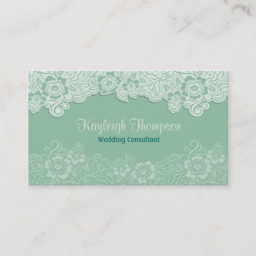 Customizable Wedding Consultant - Mint Lace Business Card
