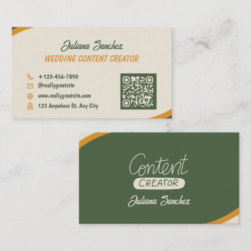 Wedding Content Creator Social Media QR Business  Card