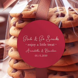 Wedding Cookie Favor Treat Bag Personalized Classic Round Sticker