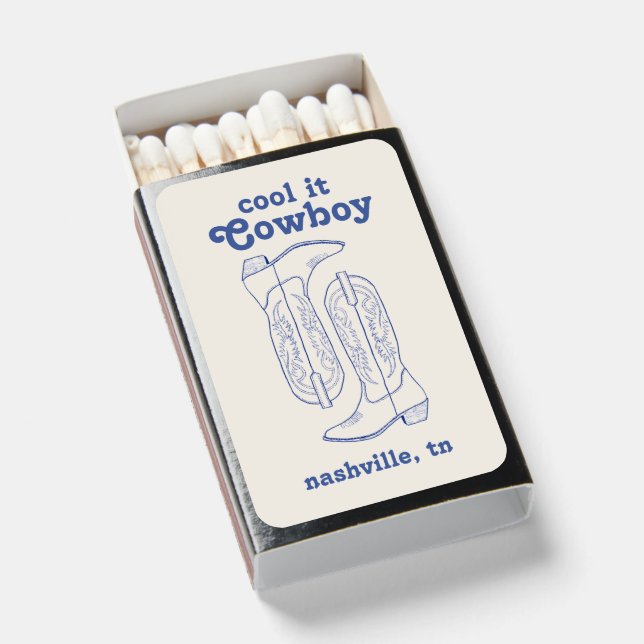wedding cool it cowboy  matchboxes (Front Open)