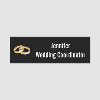 Wedding Coordinator Black White Gold Wedding Rings Name Tag