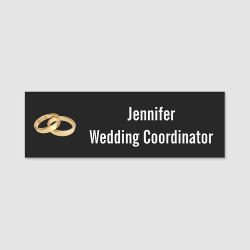 Wedding Coordinator Black White Gold Wedding Rings Name Tag