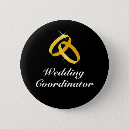 Wedding Coordinator Golden Rings Pinback Buttons