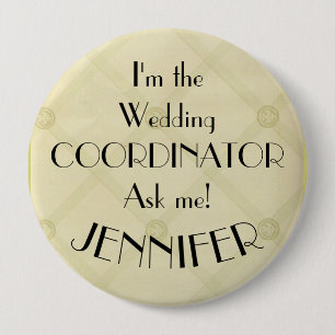 Wedding Coordinator Planner Pin-back With Name Button