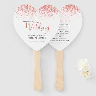 Wedding coral modern tinted watercolor program hand fan