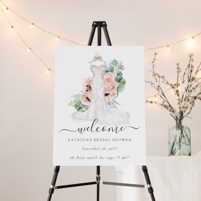 Wedding Countdown Bridal Shower Welcome Sign (In Situ (Stand))