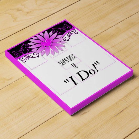 Wedding Countdown Bright Purple & Black Floral Countdown Calendar (Side)