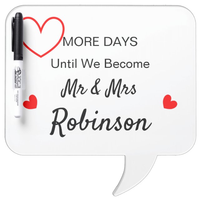 Wedding Countdown Sign Dry Erase Board (Front)
