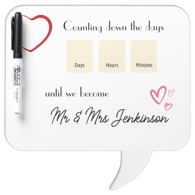 Wedding countdown wipe clean board (Front)