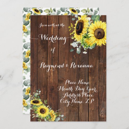 Wedding Country Greenery Sunflowers Invitation