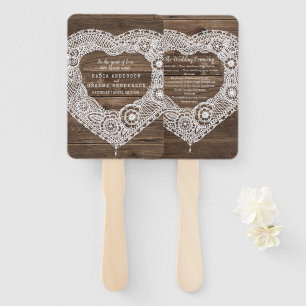Wedding country lace wood effect program fans