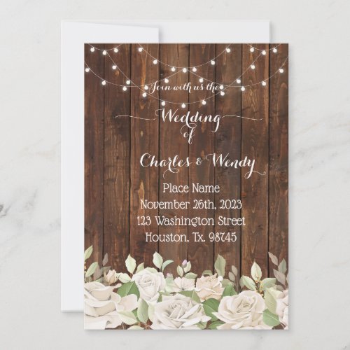 Wedding Country Purple Roses Invitation