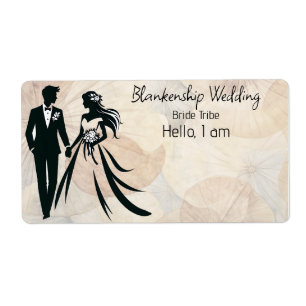 Wedding Couple Abstract Background Label Name Tag