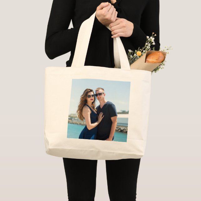 WEDDING COUPLE ADD PHOTO CUSTOM TOTE (Front (Product))