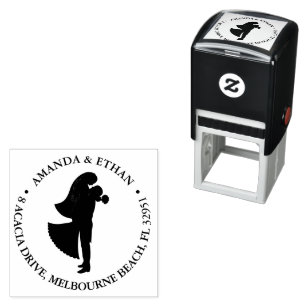 Wedding couple black theme self-inking stamp