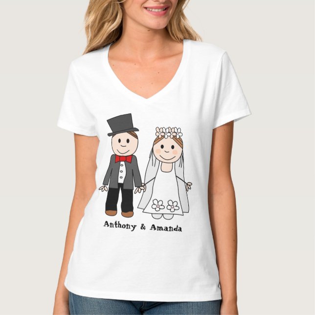WEDDING COUPLE, bride and groom T-Shirt (Front)